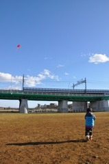 人生初凧あげ、テンション↑