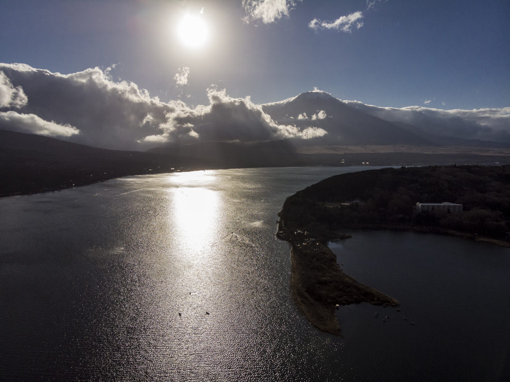 富士山　山中湖　マビックエアー空撮