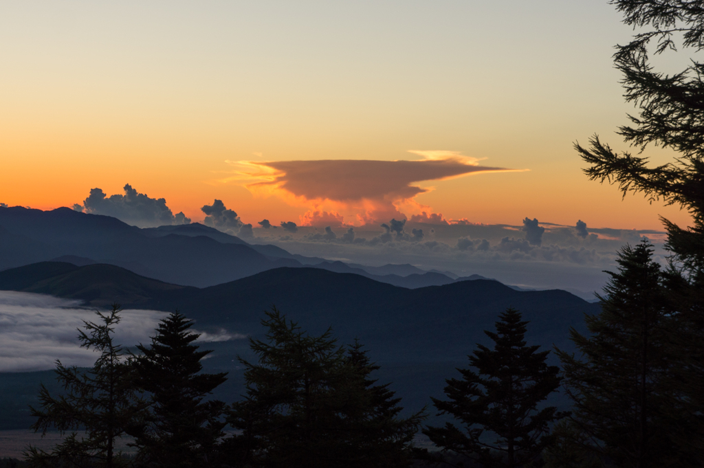 積乱雲　朝焼け