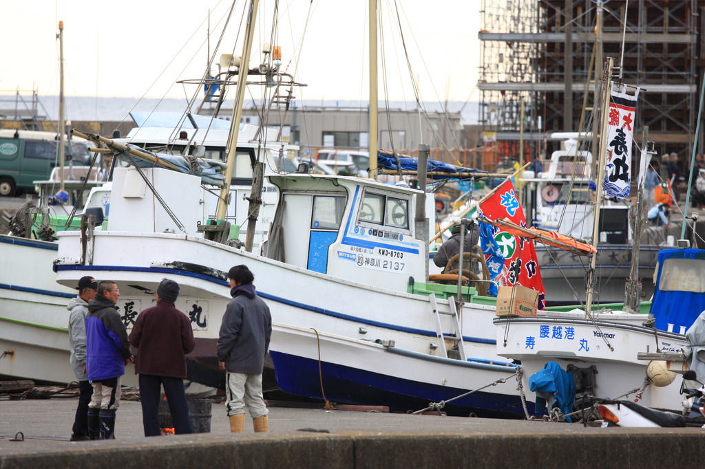 初漁準備中
