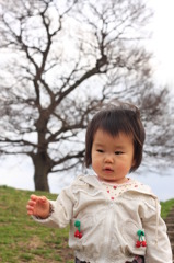 ゆずの木をバックに