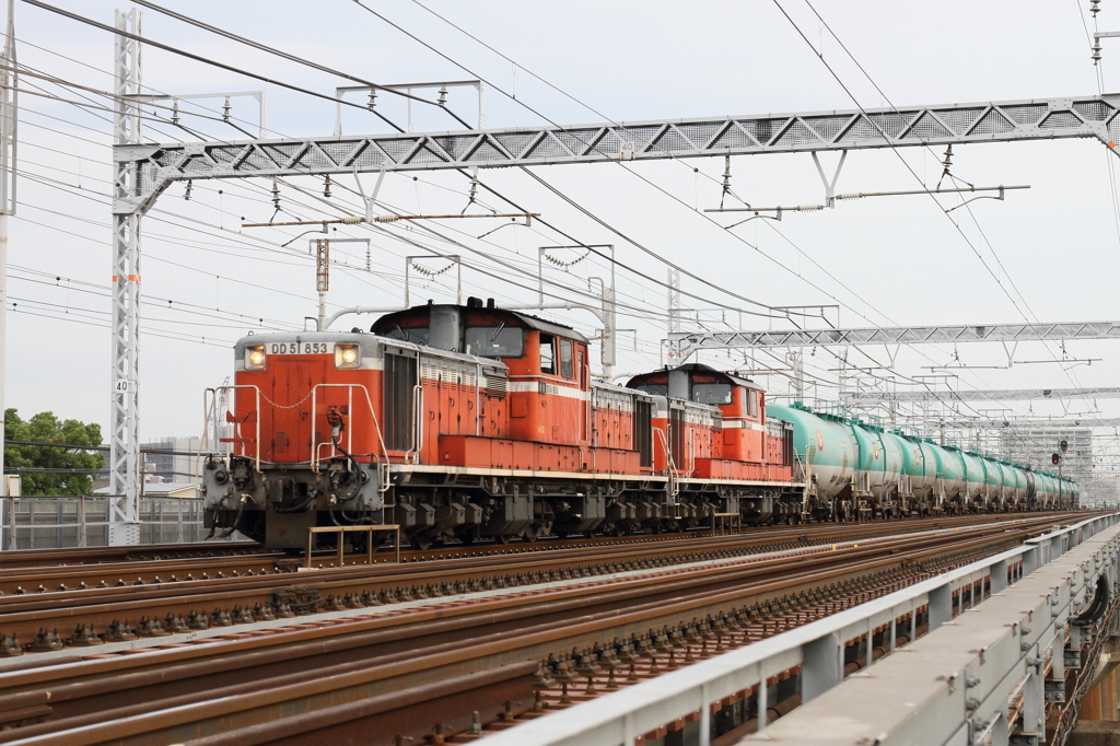 庄内川　DD51原色重連