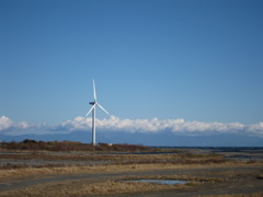 静岡県安倍川河口の風車。中島浄水場