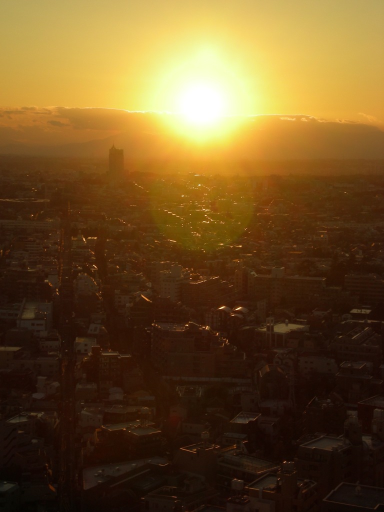 三茶からの夕日