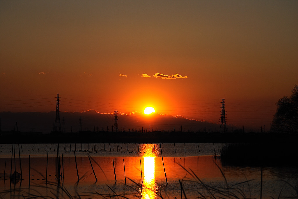 牛久沼の夕日