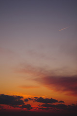 夕日と飛行機