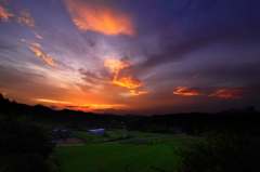 里山の夕景