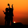 夕陽と孫