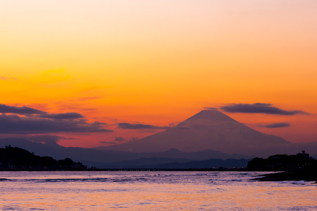 夕映え富士
