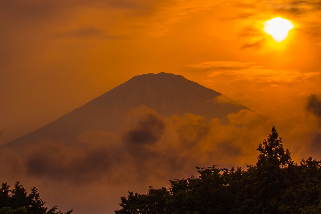 夕映え富士