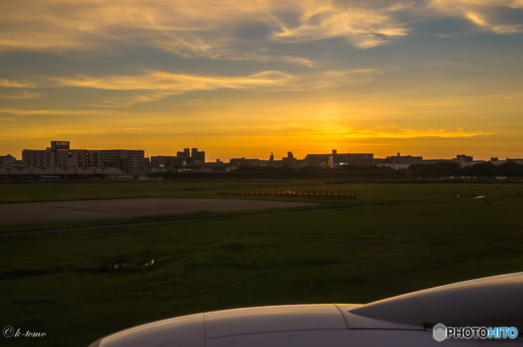 福岡空港の夕焼け