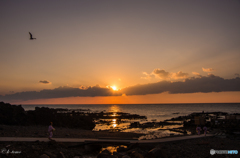 夕焼け見ながら温泉に浸かる。最高だなぁ