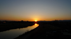 入間川に沈む夕日