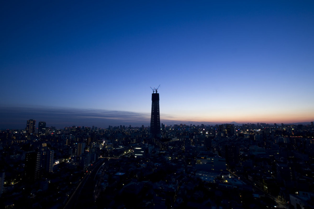 2010年1月8日　スカイツリー　夕景　富士山