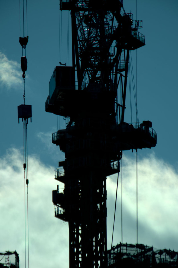 2010年1月14日　スカイツリー　タワークレーン　シルエット