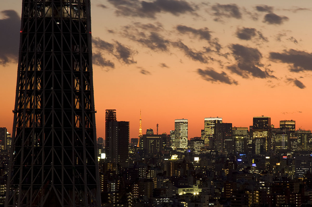 2010年2月5日　スカイツリー　夕景　東京タワー