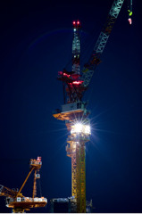 2009年12月　スカイツリー　夜景　タワークレーン　ライトアップ