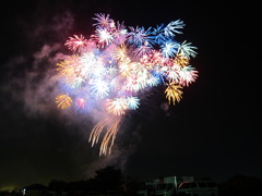 やつしろ花火競技大会の打ち上げ花火