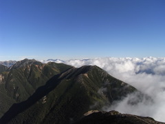 常念岳山頂から