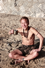 潮風を浴びる