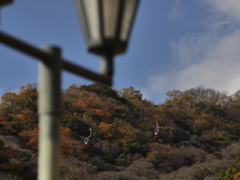 布引から見たハーブ園行ロープウェイ　２