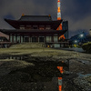 雨上がりの東京タワーと増上寺