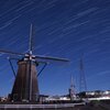 風車と星空　印旛沼　ふるさと広場