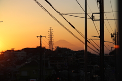 町から見える富士山