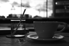 寒い外見ながらCoffee飲む