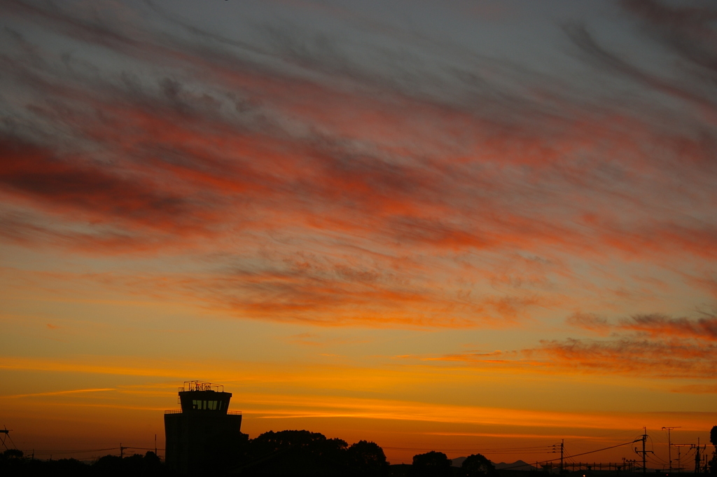 秋の夕景。