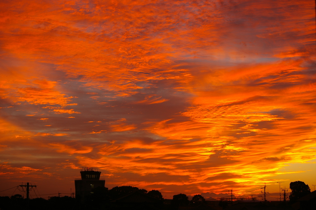 夕空の変化に感動中。
