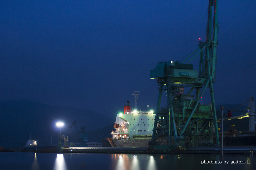 Kamaishi Port at night 01