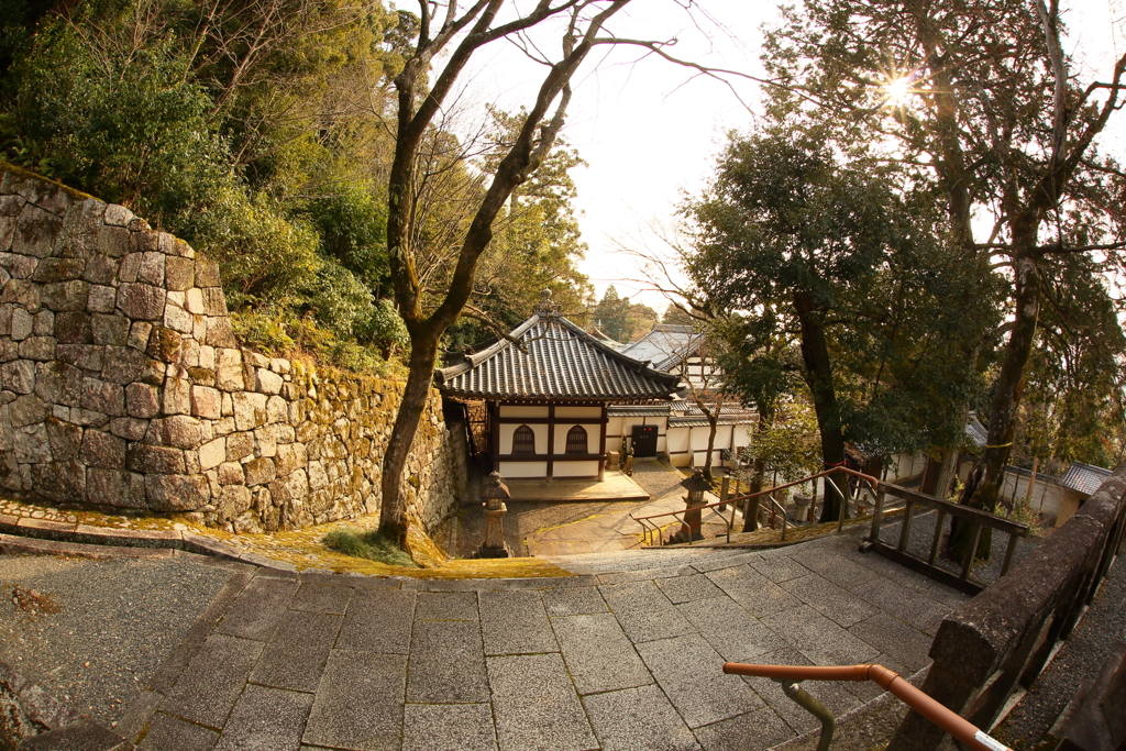 寺院の夕景