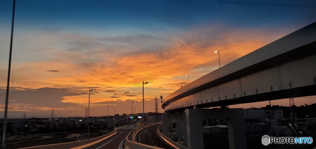 首都高速北西線　夕焼け