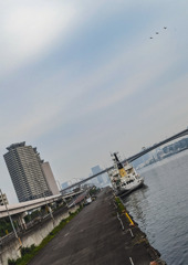朝の埠頭