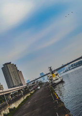 朝の埠頭