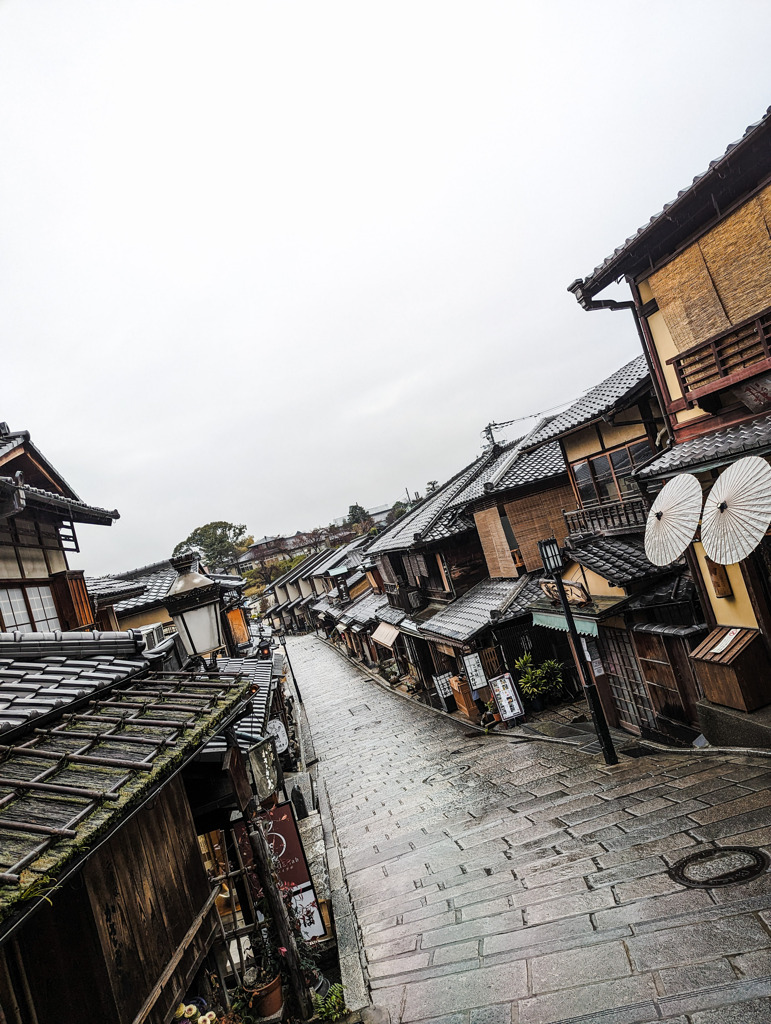 小雨降る京都