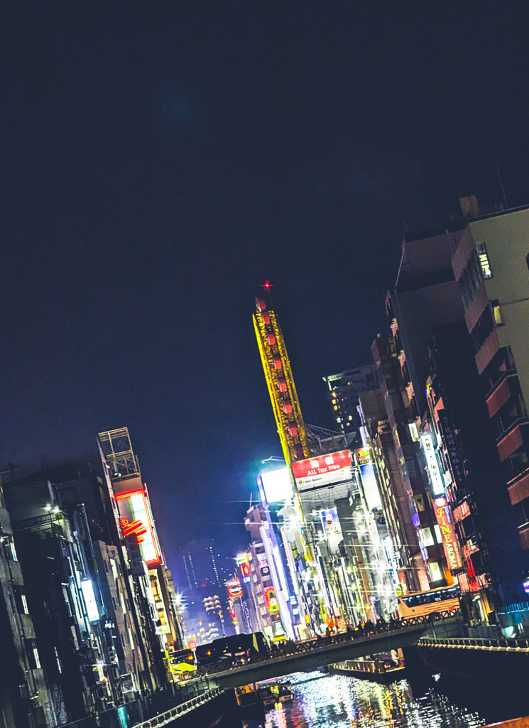 夜の橋の上から