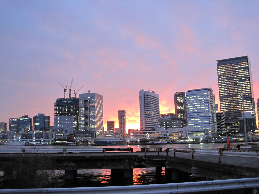 月島埠頭から竹芝埠頭を望む