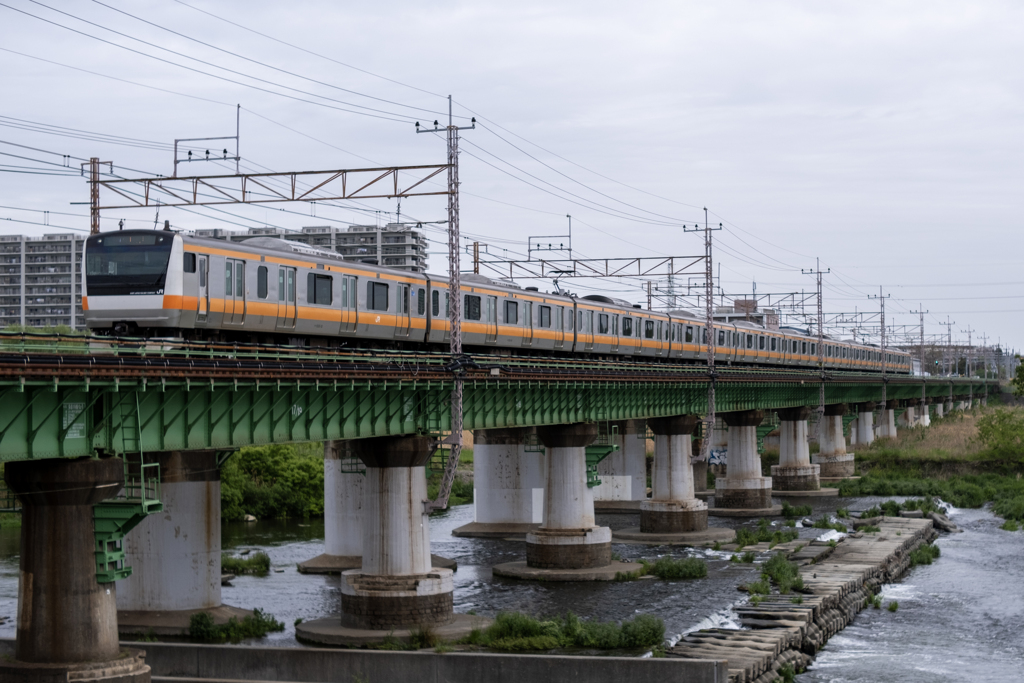 中央線と多摩川