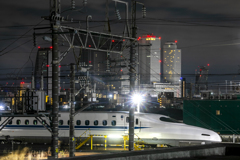名古屋高層ビル群の見える鉄道風景⑥　-JR東海 名古屋車両所-