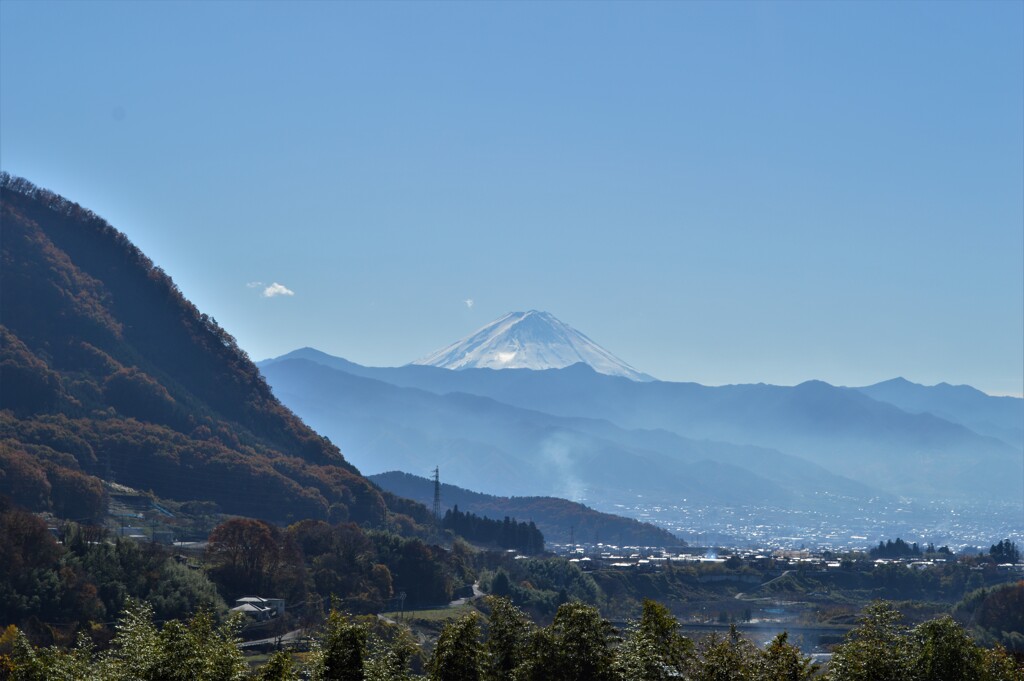 富士山　塩ノ山　大沢バス停　山梨県山梨市牧丘町大沢