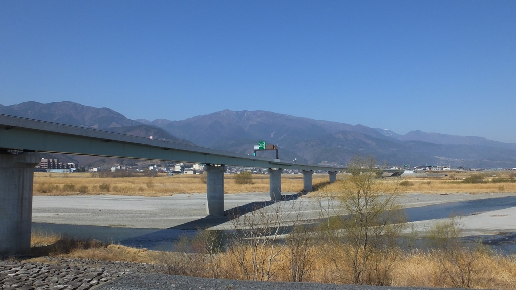 日本の風景 中央市 富士川 南アルプス 山梨県　