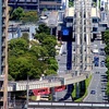 千葉都市モノレール軌道 市役所前駅付近。