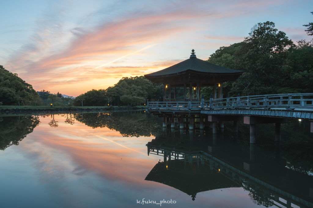 浮見堂　夕景