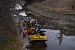 川底工事中