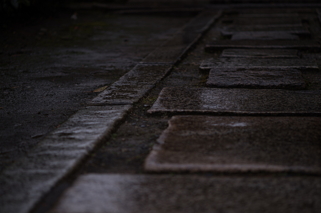 雨の石畳