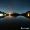 精進湖・富士山と冬・春の星座