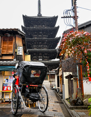 雨の八坂の塔
