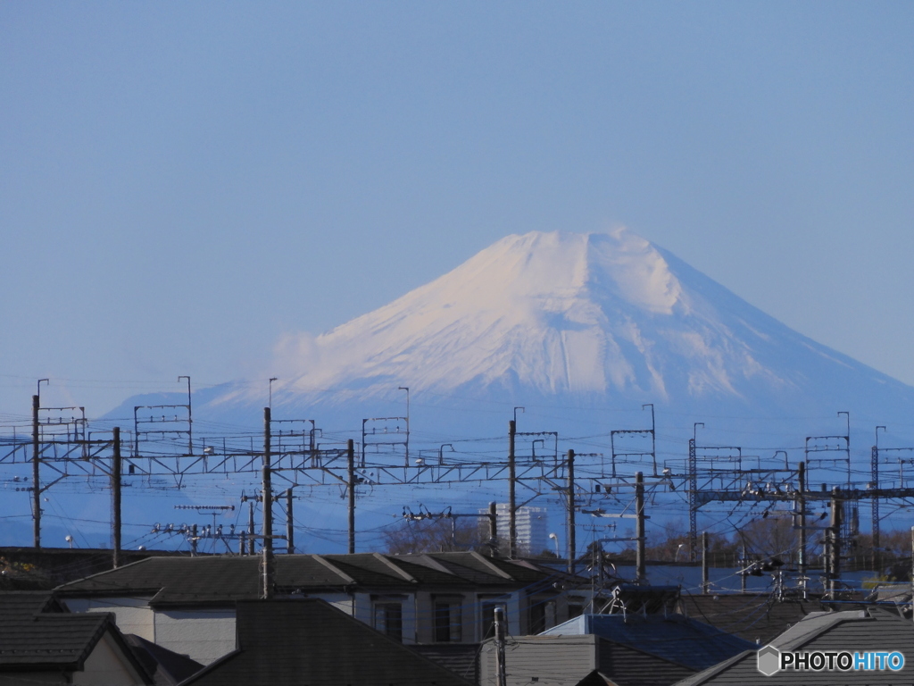 街中から望む富士山